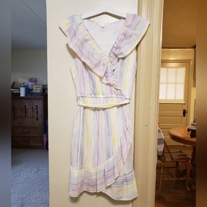 Brand new!! NWT LC Lauren Conrad rainbow striped ruffle tiered dress size large